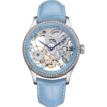 Aerowatch Renaissance Skeleton Lady Diamonds Blue