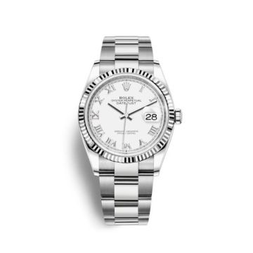 Rolex Datejust 36 Stainless Steel / Fluted / White Roman / Oyster