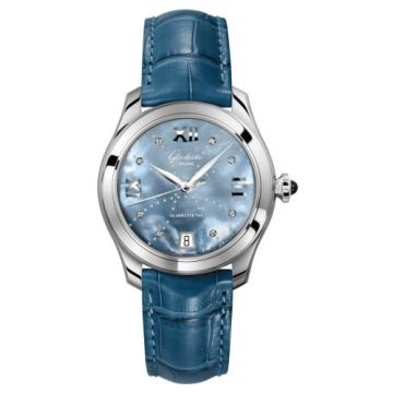 Glashütte Original Lady Serenade Stainless Steel / Blue MOP - Index Line / Alligator - Pin