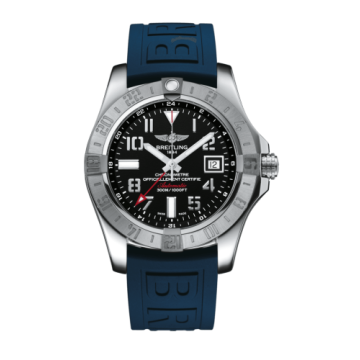 Breitling Avenger II GMT Stainless Steel / Volcano Black / Rubber / Pin