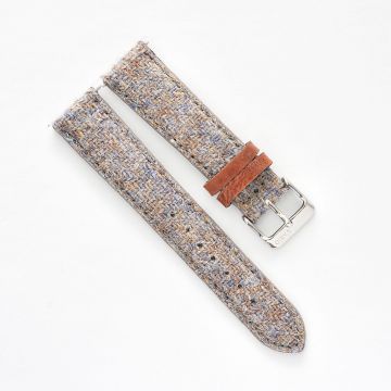 Harris Tweed® Oatmeal Brown Leather Keeper Watch Strap - 18mm