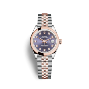 Rolex Lady-Datejust 28 Rolesor Rose Domed / Jubilee / Aubergine Diamonds