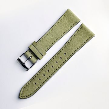 Vintage Natural Grain German Leather Olive Green Watch Strap with Quick Release - 18mm