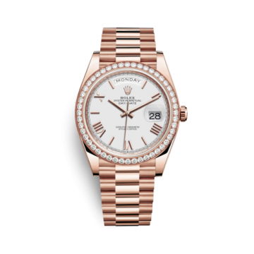 Rolex Day-Date 40 Everose - Diamond / White - Roman