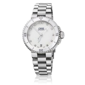 Oris Aquis Date 36 Stainless Steel / White - Diamond / Bracelet