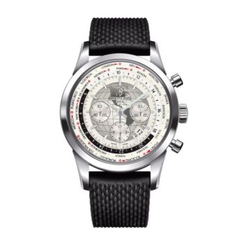 Breitling Transocean Chronograph Unitime Stainless Steel / Silver / Rubber