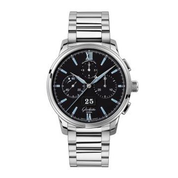 Glashütte Original Senator Chronograph Panorama Date Stainless Steel / Black / Bracelet