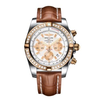 Breitling Chronomat 44 Stainless Steel / Rose Gold / Diamond / Antarctica White / Croco