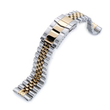 Super-J Louis JUB Watch Band for Seiko New Turtles SRP777 SRP775 SRPA21 (PADI), Stainless Steel - Two Tone IP Gold Polished Center Links, SUB Diver Clasp - 22mm