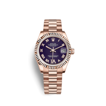 Rolex Datejust 31 Everose Fluted / President / Purple Roman