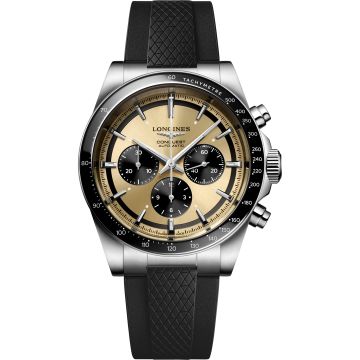 Longines Conquest Chronograph 42 Stainless Steel / Brown / Rubber