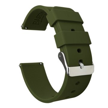 Army Green Silicone Rubber Quick Release Watch Band - 16mm