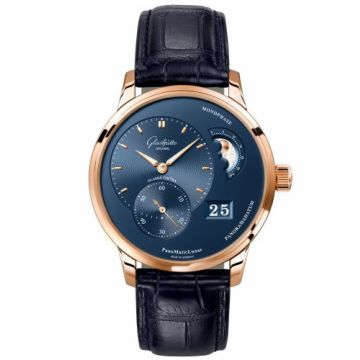 Glashütte Original PanoMatic Lunar Red Gold / Blue / Alligator / Short Folding