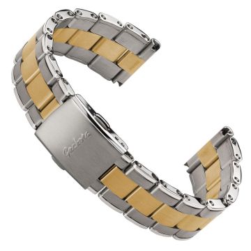 Classic Vintage Rivet Berwick Stainless Steel Watch Strap - Silver / Gold - 20mm