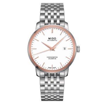 Mido Baroncelli Chronometer Stainless Steel / Rose Gold / White / Bracelet