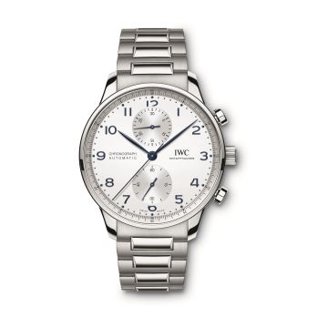 IWC Schaffhausen Portugieser Chronograph Stainless Steel / Silver - Blue / Bracelet