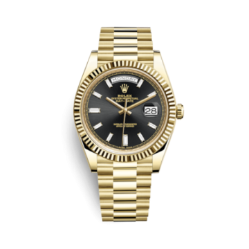 Rolex Day-Date 40 Yellow Gold / Black - Baguette