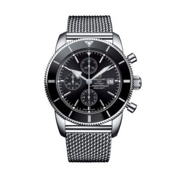 Breitling Superocean Heritage II 46 Chronograph Stainless Steel / Black / Black /  Milanese