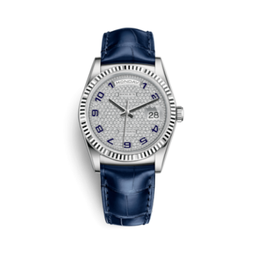 Rolex Day-Date 36 White Gold / Strap / Paved