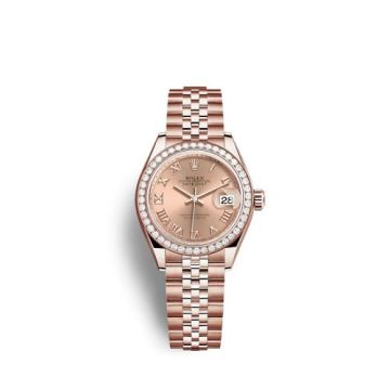 Rolex Lady-Datejust 28 Rose Gold / Diamond / Rose - Roman / Jubilee