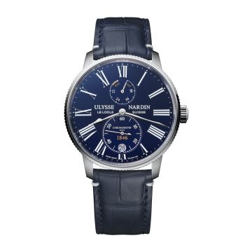 Ulysse Nardin Marine Torpilleur Stainless Steel / Blue Enamel / Alligator