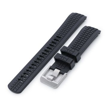 Crafter Blue - CB12 Black Rubber Curved Lug Watch Strap compatible with Seiko new Turtles SRP777 - 22mm