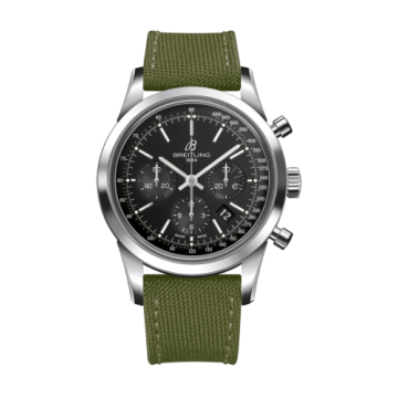 Breitling Transocean Chronograph Stainless Steel / Black / Military / Pin
