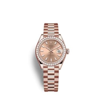 Rolex Lady-Datejust 28 Rose Gold / Diamond / Rose / President