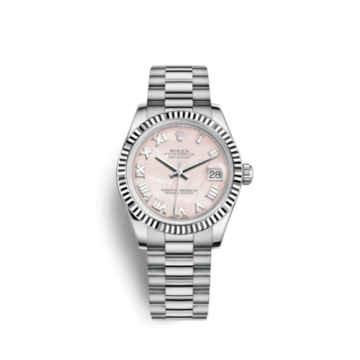 Rolex Datejust 31 White Gold Fluted / President / Pink MOP Roman