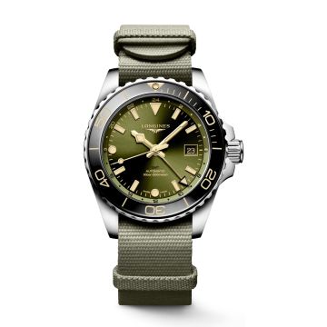Longines Hydroconquest GMT 41 Stainless Steel / Green / NATO