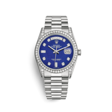 Rolex Day-Date 36 White Gold Diamonds / President / Lapis Diamonds