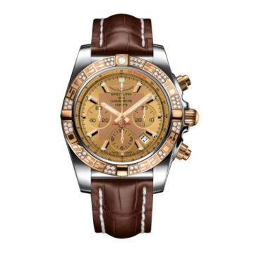 Breitling Chronomat 44 Stainless Steel / Rose Gold / Golden Sun Diamond / Croco