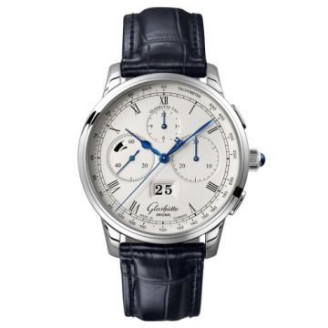 Glashütte Original Senator Chronograph Panorama Date Platinum / Silver / Alligator / Folding