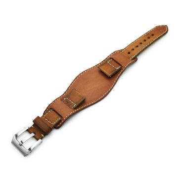 20mm, 22mm Gunny X MT '74' Light Brown Handmade Quick Release Reversible Bund Leather Strap - 20mm