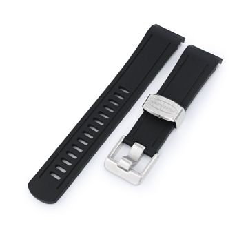 Crafter Blue - Black Rubber Curved Lug Watch Band for Seiko Shogun SBDC007 - 8mm