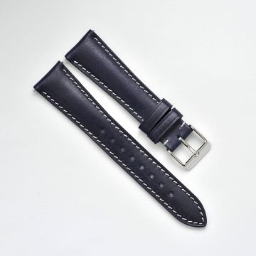 Vintage Veg Tan Embossed Italian Leather Midnight Blue Watch Strap with Quick Release - 18mm