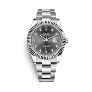 Rolex Datejust 41 Stainless Steel Fluted / Oyster / Dark Rhodium - Diamond