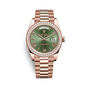 Rolex Day-Date 40 Everose - Diamond / Green - Roman