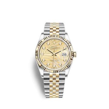 Rolex Datejust 36 Stainless Steel  - Yellow Gold - Fluted / Champagne - Palm - Diamond / Jubilee