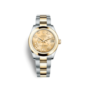 Rolex Datejust 31 Rolesor Yellow Domed / Oyster / Champagne Floral