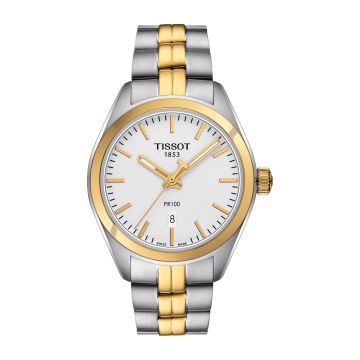 Tissot PR 100 Quartz 33 Stainless Steel / Yellow Gold PVD / Silver / Bracelet