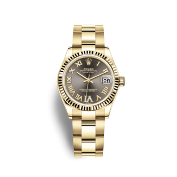 Rolex Datejust 31 Yellow Gold / Fluted / Grey - Roman / Oyster