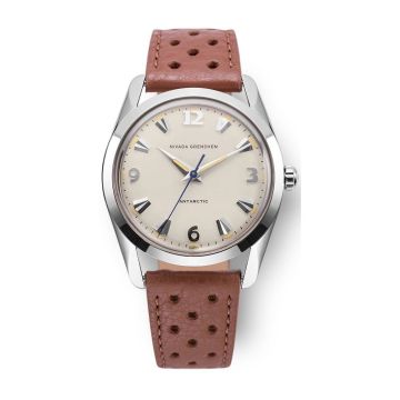 Nivada Grenchen Antarctic 35 Eggshell - Beige Luminova / Stainless Steel / Brown Racing