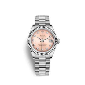 Rolex Datejust 31 White Gold Fluted / President / Pink Diamond