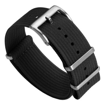 WatchGecko Ridge Military Nylon Watch Strap - Black - 24mm