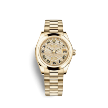 Rolex Datejust 31 Yellow Gold Domed / President / Paved Roman