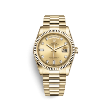 Rolex Day-Date 36 Yellow Gold Fluted / President / Champagne Diamonds