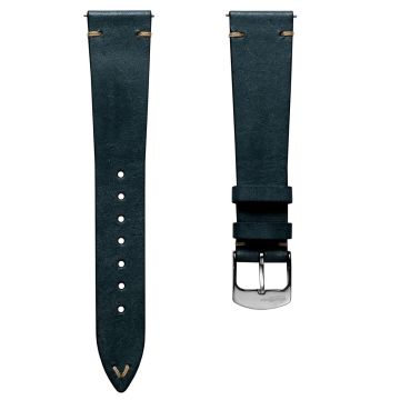 Badalassi Carlo Pueblo V-Stitch Genuine Italian Leather Watch Strap - Dark Blue - 20mm