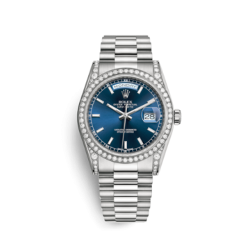 Rolex Day-Date 36 White Gold Diamonds / President  / Blue