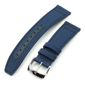 Q.R. Navy Blue Sailcloth Watch Band with leather lining, 19mm, 20mm or 23mm - 23mm